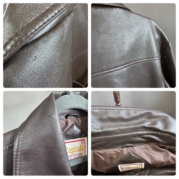 Vintage 60s Cascade Faux Brown Leather Mens Jacket - Picture 10 of 11